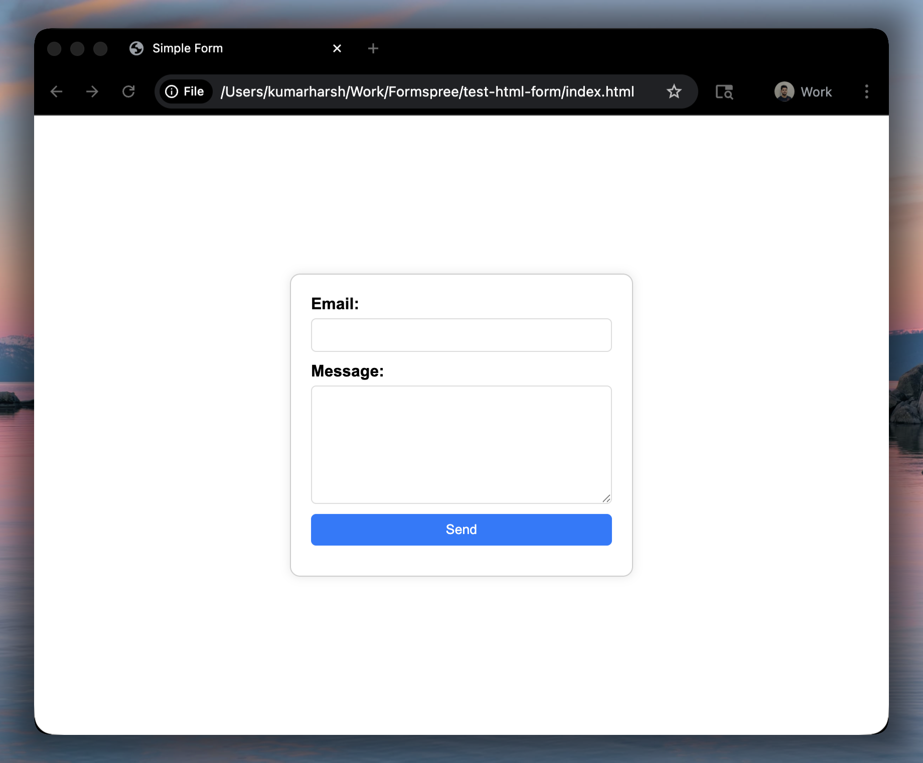 Plain HTML contact form