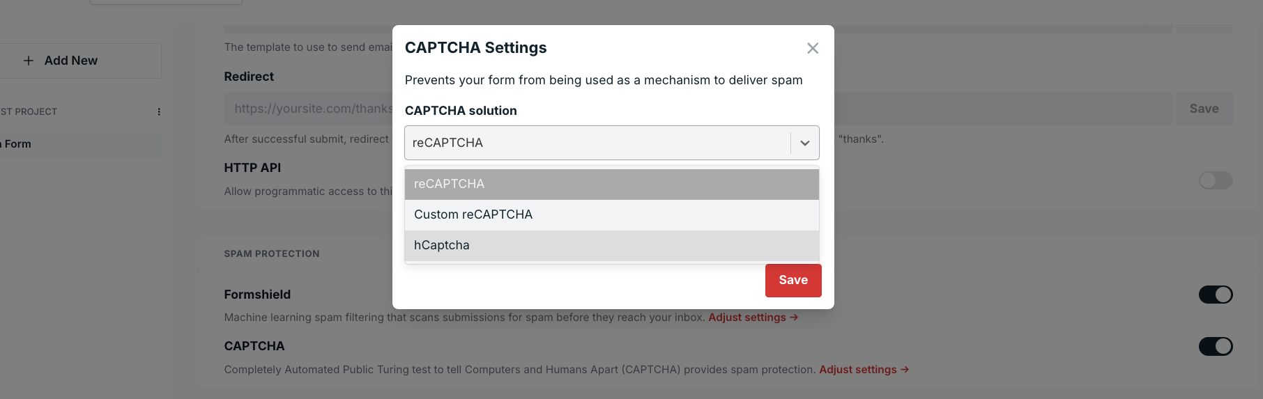 Select hCaptcha