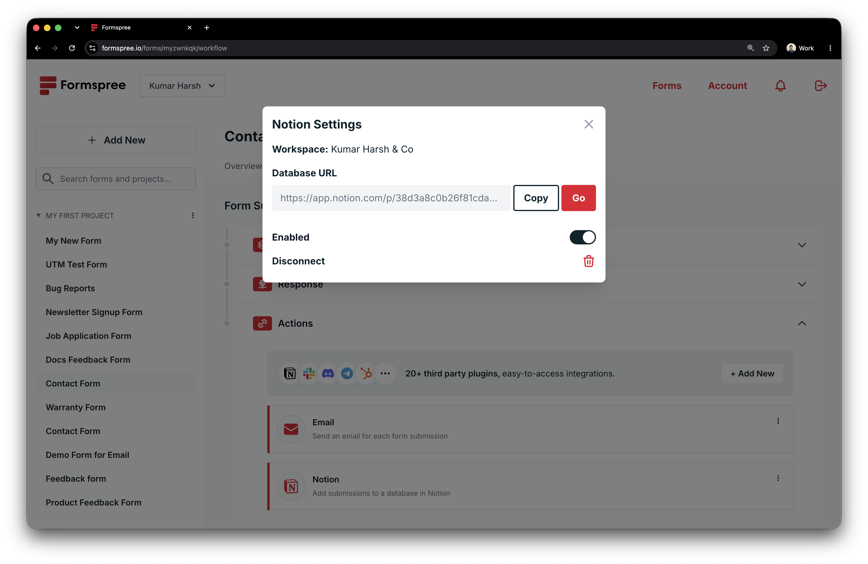 Connect Formspree to Notion