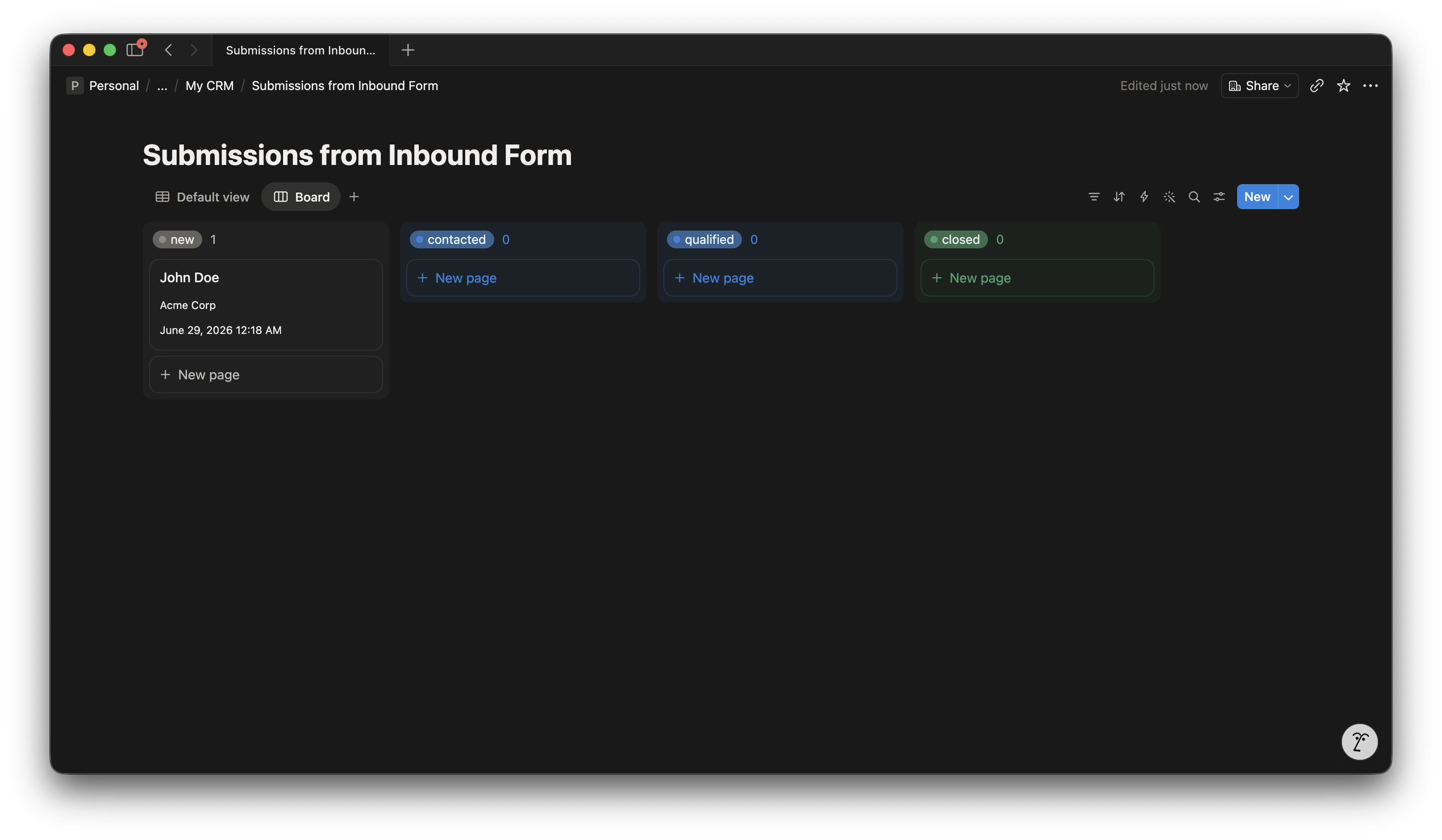 Kanban view in Notion
