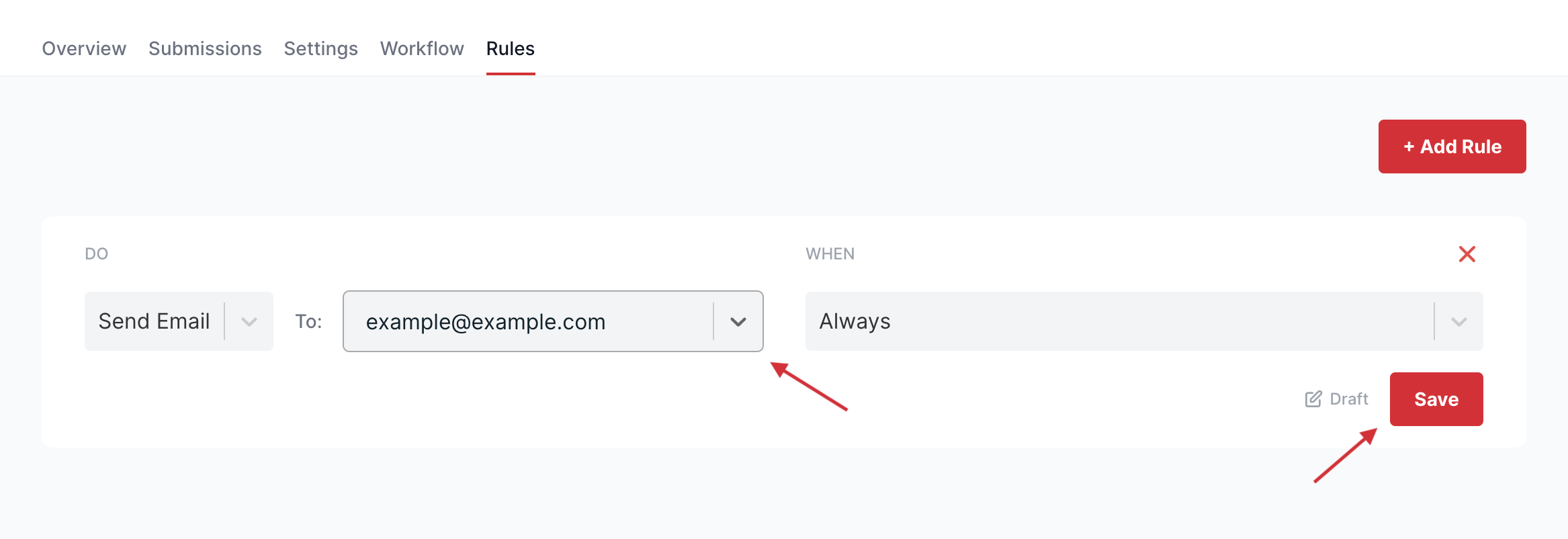 Routing submissions in Formspree