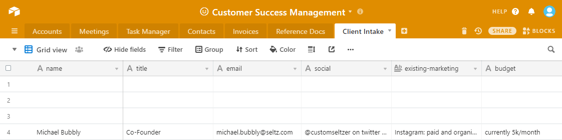 airtable client intake form example