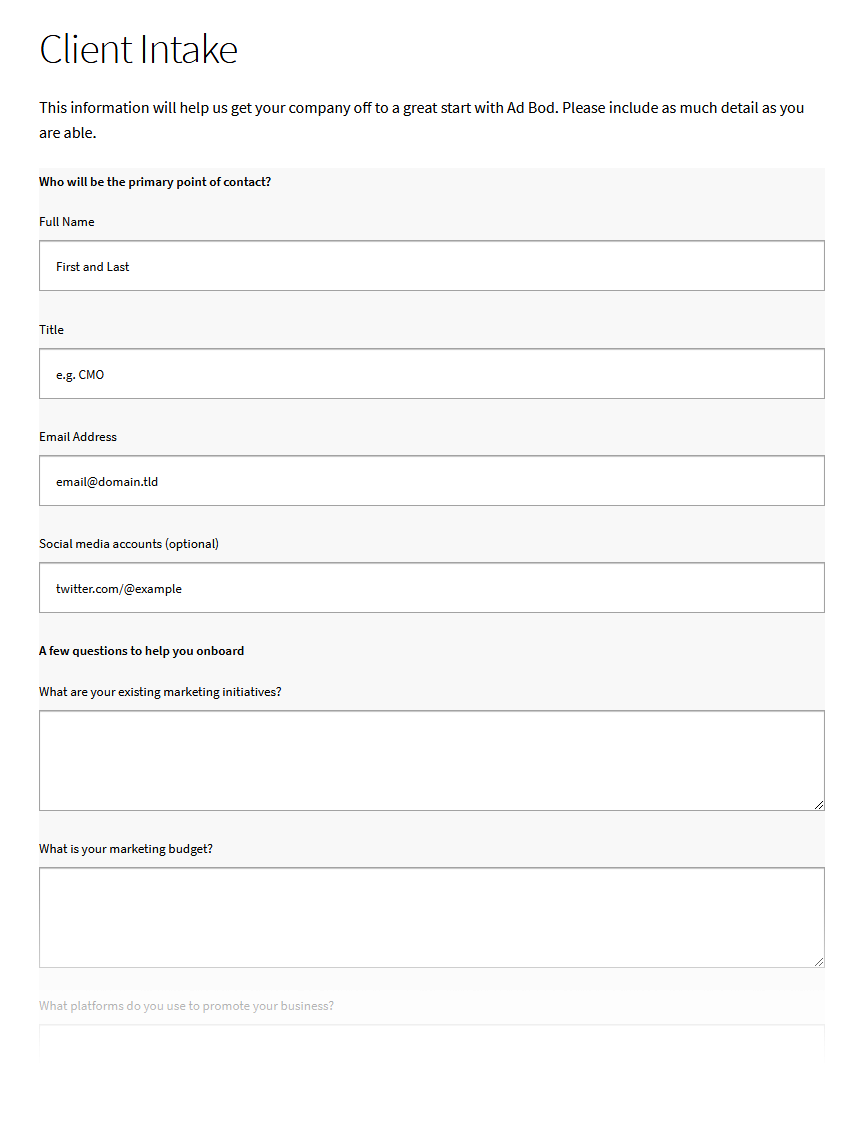 client intake form example