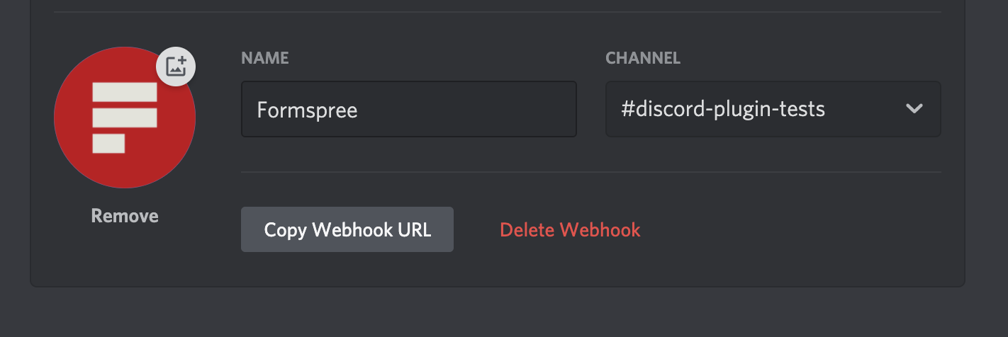 Discord webhook settings