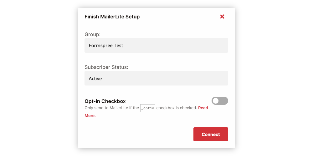 Formspree Mailerlite settings
