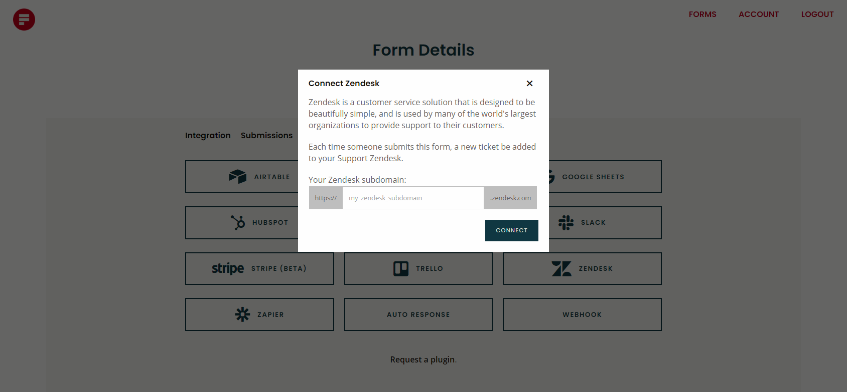feedback form plugin request zendesk