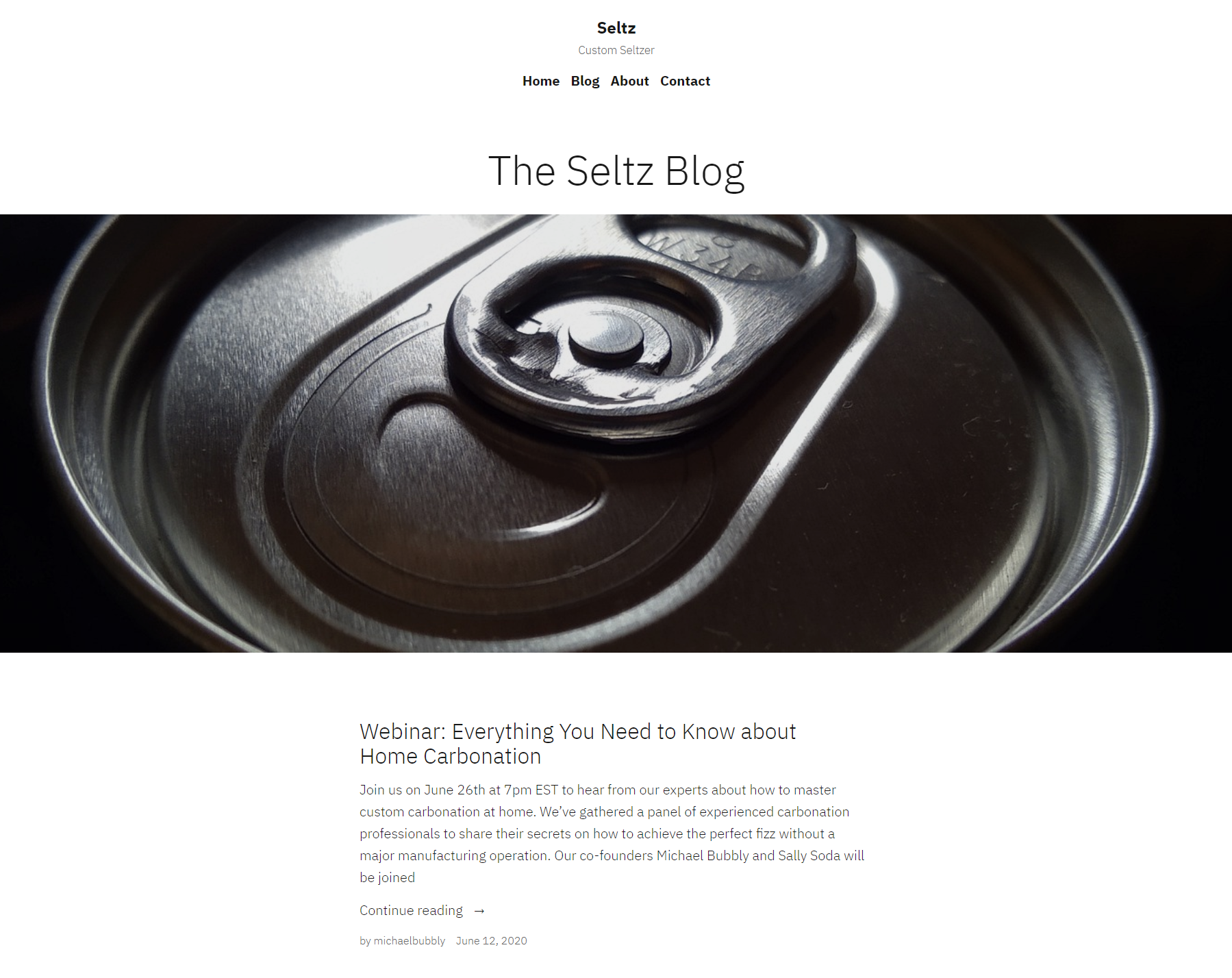 Seltz blog landing page