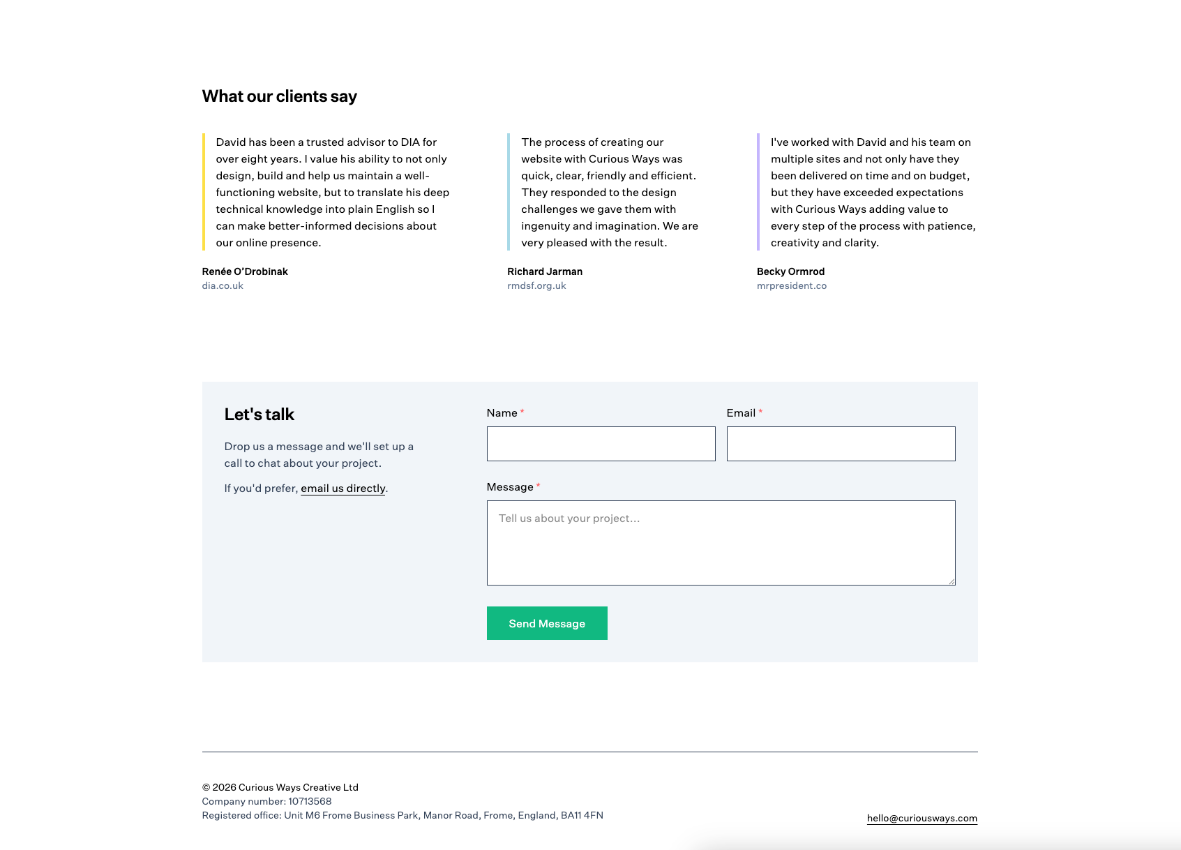How Curious Ways Uses Formspree