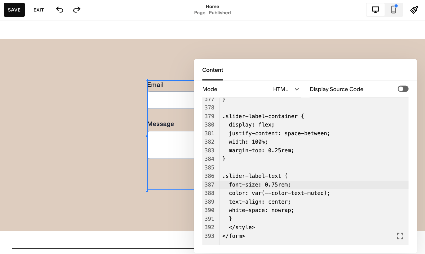 Preview form