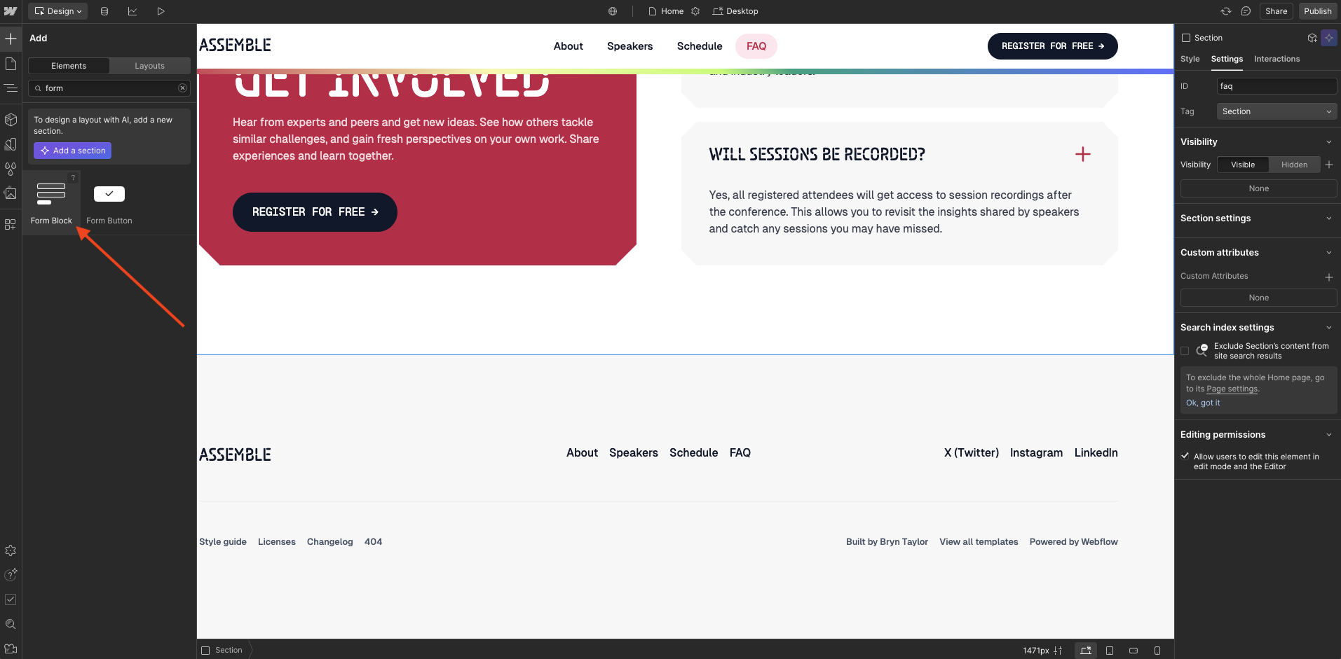 Adding a form block