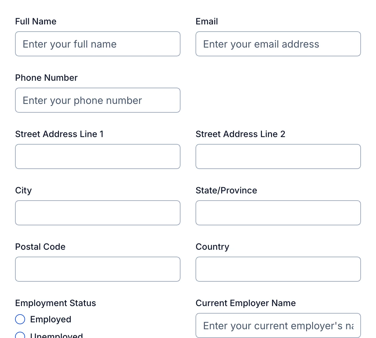 Preview of Rental Application Form