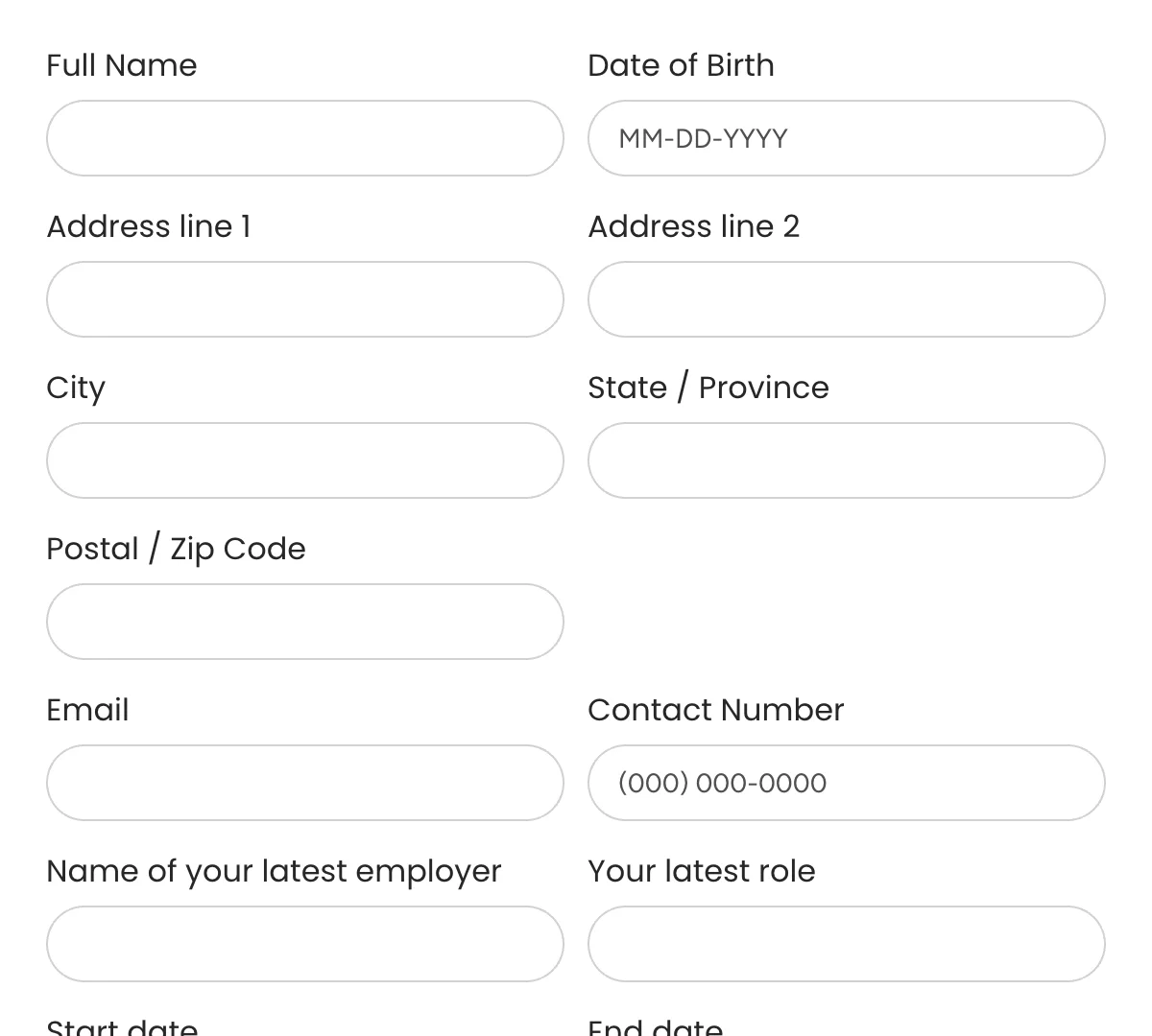 Preview of Simple Job Application Form