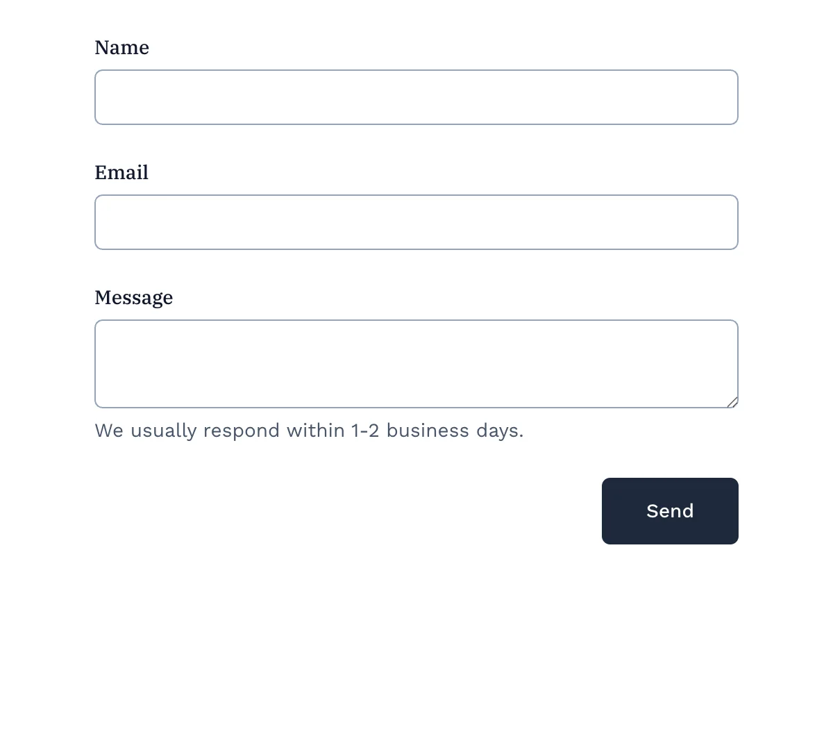 Preview of Contact Us Form