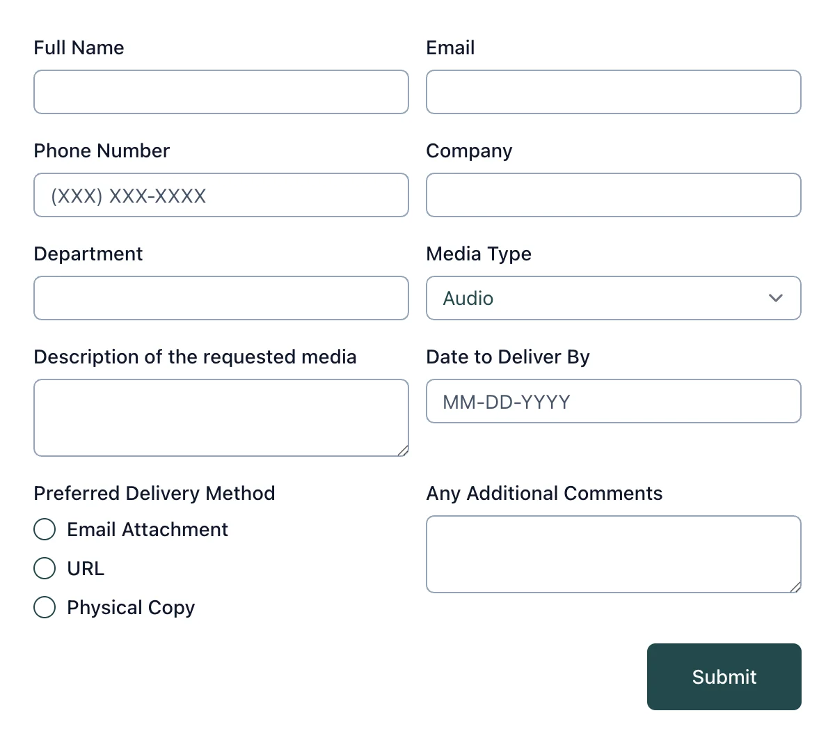 Preview of Media Inquiry Form