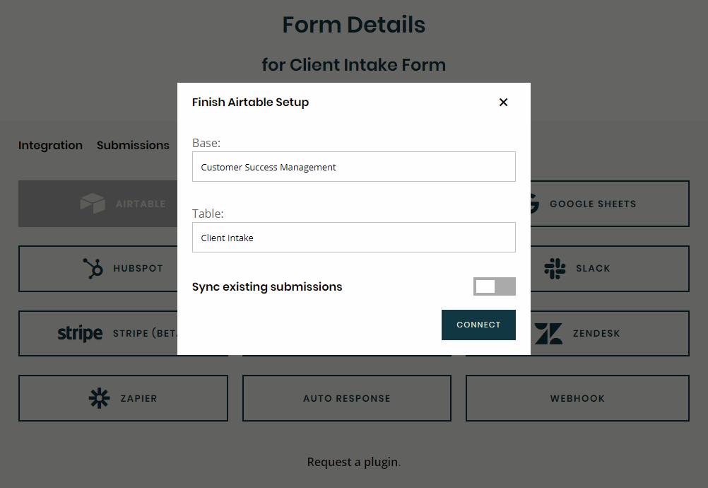 Finish Airtable Setup in Formspree