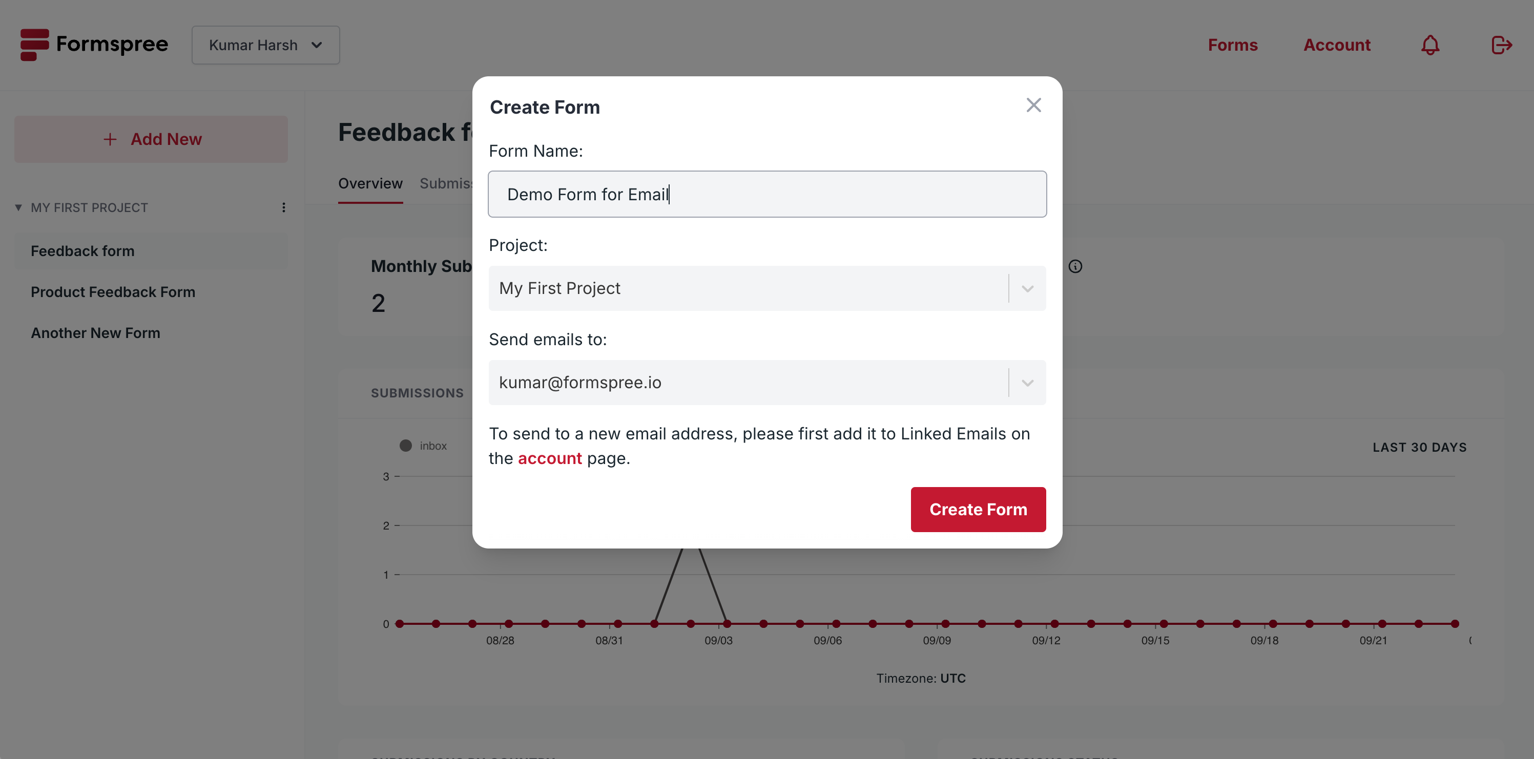 Fill in the details of the new form