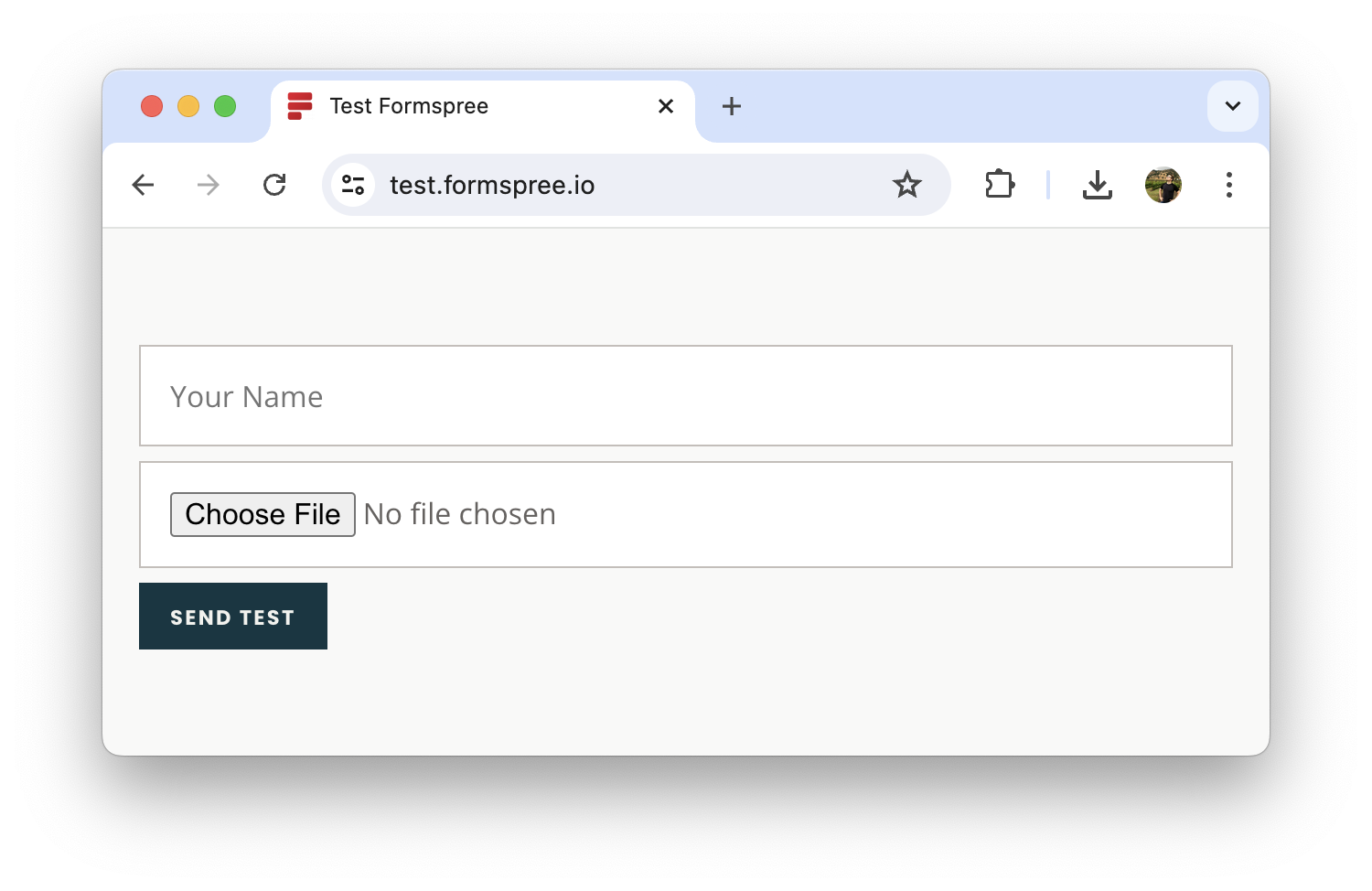 Example form with a file input field.